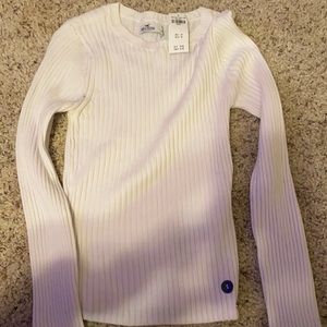 new plain ribbed white long sleeve shirt